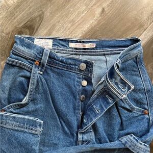 Levi's Women's Blue Button-Up Denim Overalls